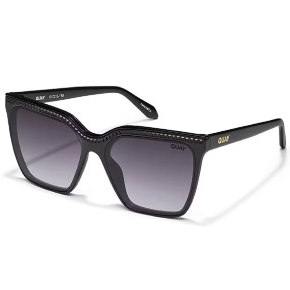 Quay Australia Black Level Up Bling Sunglasses with Gradient Lenses
